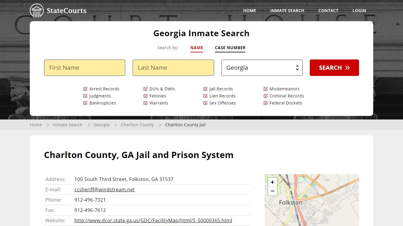 Charlton County Jail Inmate Records Search, Georgia - StateCourts